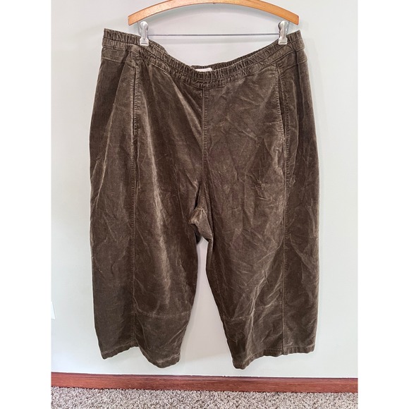 Pilcro Pants - Pilcro Moss Green Corduroy Wide Leg Pull On Pants Plus Size 2X New